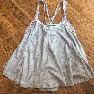 Altar’d State Gray Sleeveless Top Lace Detailing